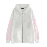 Autumn And Winter New Harajuku Sweet Wind Hooded Coat Fashionable Leisure Loose Zipper Sweater For Girls-Outfit