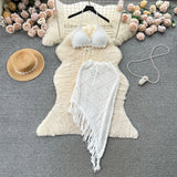 Holiday Suit Women's Design Bikini Hanging Neck Vest Tuxedo Skirt Knitted