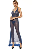 Sex Lingerie Black Mesh Yarn Perspective Long Skirt Low-Chested Sexy Sling Aja Aja Pyja