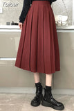 Women Elegant Harajuku High Waist A-line Solid Color Fashion Casual Korean Streetwear Basic All-match Soft Midi Skirts New