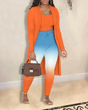 Popular Style Autumn And Winter Women's Fashion Sexy Coat Trousers Three-Piece Set-Outfit