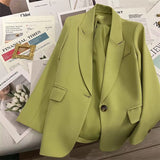 Toloer And Autumn Suit Jacket Female In 2024 Autumn New Avocado Color Net Red Fried Street Temperament Trend Casual Suit-Outfit