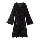 Toloer Women's Wear 2024 Summer New Lace Embroidered Hollowed-Out Dress-Outfit