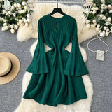 High-End Knitted Dress Women Autumn And Winter Royal Sister Temperament Dating Short Skirt French Waist Sweater