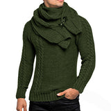 Toloer New Wish Men's Long Sleeve Scarf Can Be Dismantled Slim Jumper Knit Sweater