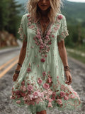 Flower Striped Vest Dress Dress Vacation
