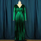 New Hot V-Neck Comfortable Dress Comfortable Light Luxury And Familiar Wind High-Rise 100-Folded Dress