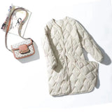 Autumn And Winter New Style Long Down Jacket Female Leisure Senior White Duck Velvet Light And Warm Japan And South Korea Simple Coat-Outfit