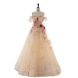 Three-Dimensional Flowers Shoulder Small Tail Dress Bridal Toast Banquet Fairy Fluffy Skirt Evening Dress