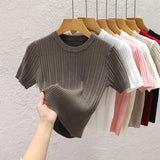 Sweater Woman 2025 Spring And Summer New T-Shirt High-End Design Sense With Knitted Shirt Pure Desire