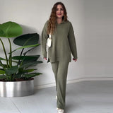 Autumn New Fashion Solid Color Loose Under The Pended Fork Knit Shirt Two Sets Of