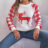 Shooting 2025 Autumn And Winter Casual Lattice Deer Long Sleeve Jacket Sweater Christmas Women's