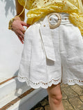 New French Embroidered Cotton Shorts Women White Southern Oil Holiday Casual Pants Women's