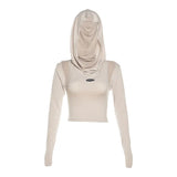 Toloer 2023 Street Personality Girl Hood Niche Trend Design Sense Long Sleeve Top-Outfit
