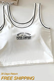 Women Slim Running Short Tank Tops Square Neck Tops Lce Silk Sports Fashion Letter Printing Tank Tops With Bra