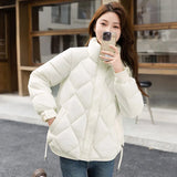 Down Cotton Jacket Female 2024 New Standing Collar Short Cotton-Padded Clothes Add Thick Warm Bread Clothing Small Cotton-Padded Jacket Coat Winter-Outfit