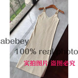 Women Sexy Knitted Pencil Dress Sleeveless Off Shoulder Elastic Slim Party Dresses Summer Fashion Sheath Strap