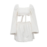 Toloer And Summer 2023 Women's Fashion Band Strapless Bare Back Top Pleated High-Waisted Skirt Two-Piece Set-Outfit