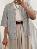 Women's Casual Pure Color Short-Sleeved Knitted