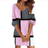 New Fashion Casual V-Neck Print Dress Women's