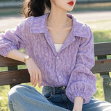Toloer Collar Print Shirt 2025 Spring Burst Small Shirt Women Reduce The Age Of The French Unique Beauty Small
