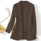 Toloer East Hot Style Spring And Autumn Temperament Commuting Solid Color Lapel Long Sleeve Small Suit Korean Version Coat Female-Outfit