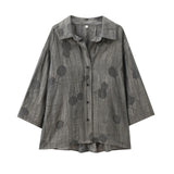 Seven-Sleeve V-Neck Loose Shirt Tight Waist Broad Leg Trousers Casual Suit Woman 2025 Spring And