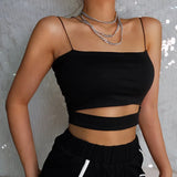 Toloer Slim Foundation With Sexy Hollow Out Sling Fashion Small Vest Top Women's Clothing-Outfit