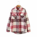 Lapel check wool coat-Outfit
