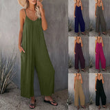 Sling Summer Solid Sleeveless Color Pocket Casual