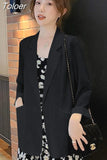 Women Solid Thin All-match Casual Preppy Style Long Sleeve Temperament Fashion Simple Solid Work Chic Vintage Blazers