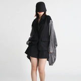 Toloer Large Size Loose Casual Coat Female Spring 2024 New Fashion V-Neck Long Sleeve Cardigan Irregular Windbreaker-Outfit