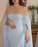 Women Dress Off Shoulder Sexy High Waist Hot Drilling Pearl Evening Long Dresses A Line Gown Vestidos Party Elegant 2024-Outfit