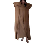 And Winter New Temperament High-Collar Leisure Loose Solid Color Shawl Suit