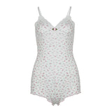 Toloer Lace Splicing Small Flower V Collar Floral Knit Halter Skirt Female Slim Bottom Package Hip Dress-Outfit