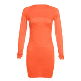 Autumn And Winter New Women's Fashion Long Sleeve Sexy Square Collar Low Chest Slim Wrap Hip Dress-Outfit