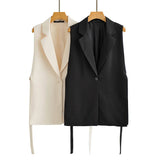 Sales Spring 2025 New T-Shirt Decorated Open Fork Vest Suit