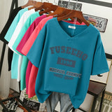 100% Cotton M-6XL T Shirt Letter Print 90S Tshirt Short Sleeve Women's Top Summer Couple O Neck Oversized T