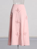 Toloer Retro Wind 2024 Summer New Sling With Three-Dimensional Flower Splicing Sling With High Waist In The Long Half Skirt Suit Female-Outfit