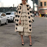 2021 Winter Women Warm Faux Fur Coat Love Pattern Women Long Coat Turn Down Collar Women Warm Plush Coat Classic Coat