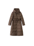 Advanced Feeling Cold Resistance Long Down Jacket Female 2024 Winter Thickened Door Skirt Three Buckle Over The Knee White Duck Velvet Bundle Waist Coat-Outfit