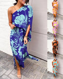 Independent Station Sexy And Fashionable Style Oblique Shoulder Single-Sleeved Dress-Outfit