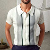 Men's New Summer Men's Knits Collared Casual Striped Polo