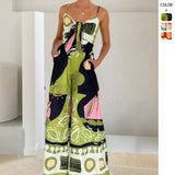 New Casual Fashion Digital Printed Chest Strapped With Jumpsuit