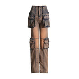 Toloer Style Advanced Sense Of Casual Jeans 2024 New Autumn Waist Long Straight Tube Cargo Pants Woman-Outfit
