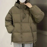 Winter Turtleneck Parkas for Women Korean Style Hooded Thick Warm Jacket Woman Solid Zipper Up Puffer Outwear