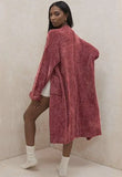 Winter Red Long Sleeve Long Sweater Coat with
