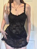 Backless Lace Mini Dress-Outfit