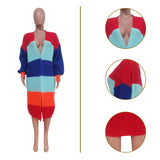 Toloer New Women's Casual Contrast Color Cardigan Handmade Knitted Coat-Outfit