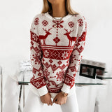 2021 Women Christmas Sweater Autumn Winter Long Sleeve top Kniteed sweater Casual Pullover Oversized sueters de